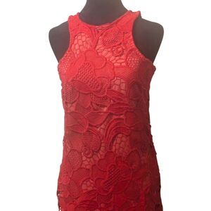 LOVERS + FRIENDS Red Guipure Floral Lace Mini Dress XS Cocktail Boho